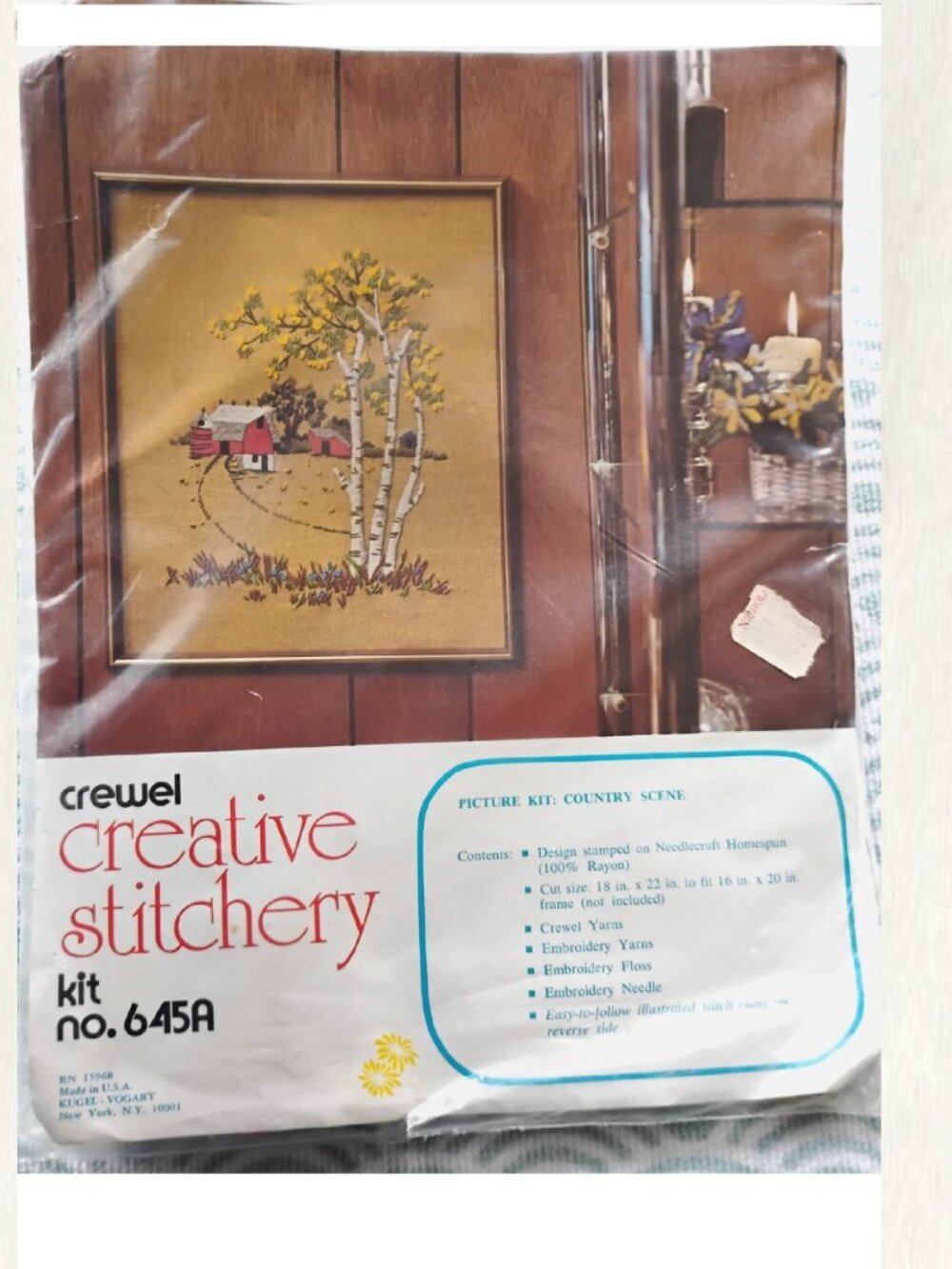 Vintage Crewel Creative Stitchery Country Scene #645A